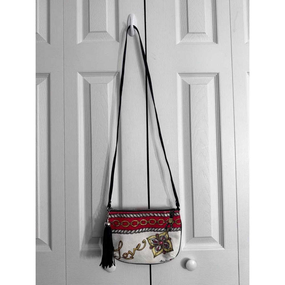 Brighton Glitter‎ And Go LOVE Crossbody Purse Pouch Bag Tassel Shoulder Clutch